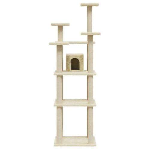 Vidaxl rascador &aacute;rbol con casa crema para gatos, , large Imagen numero 4