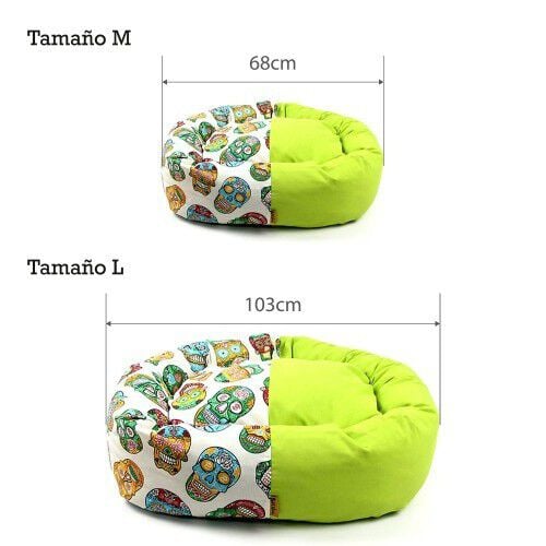Cuna Donut Calavera Mexicana para perros color Verde, , large Imagen numero 2