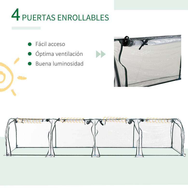 Invernadero Caseta transparente tipo Túnel Marco Acero y PVC para Jardín thumbnail