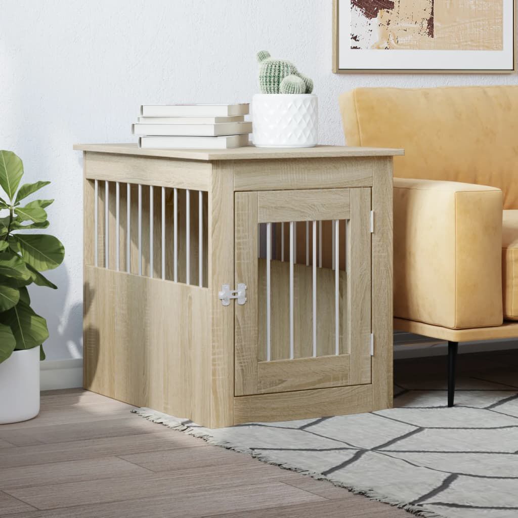 vidaXL Jaula para perros madera de ingenier&iacute;a roble Sonoma 55x80x68 cm, , large Imagen numero 12