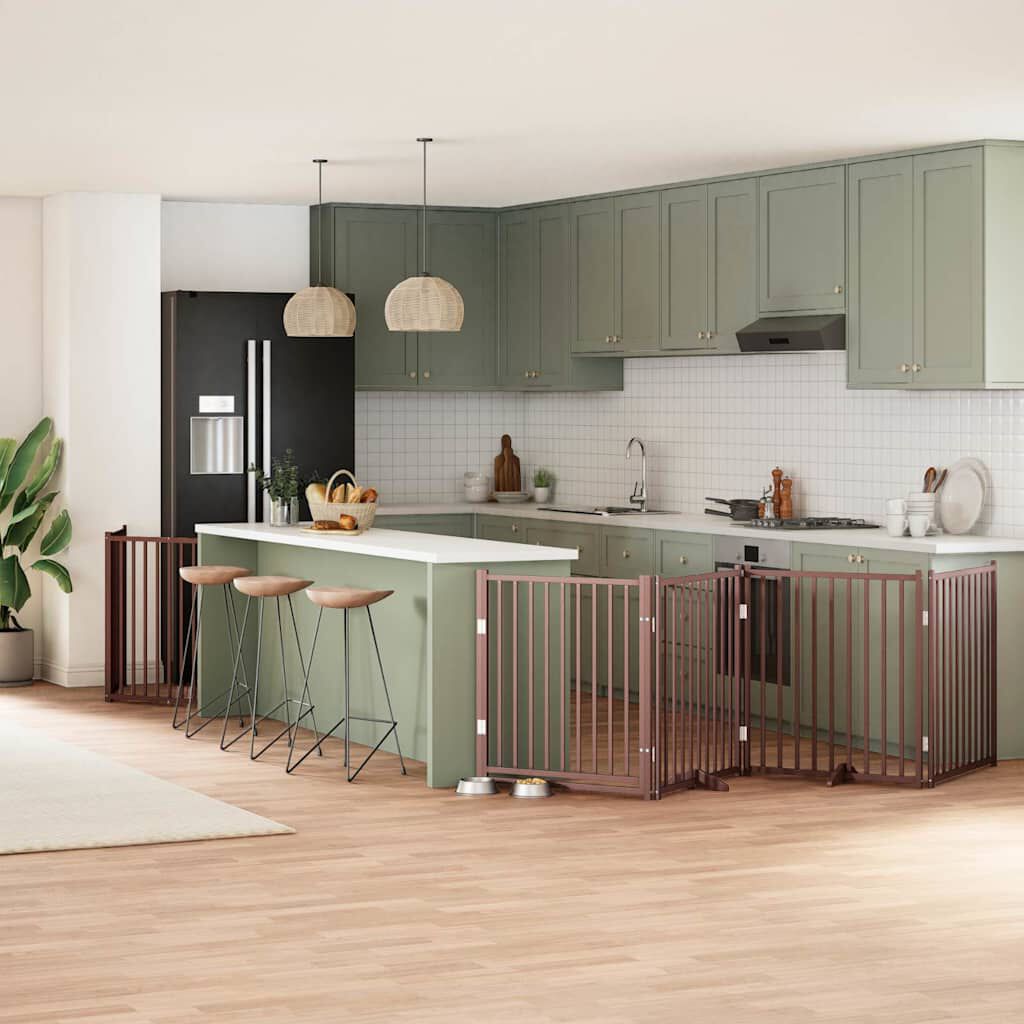 vidaXL Puerta para Perros Plegable Paneles Puerta de Seguridad Madera de &Aacute;lamo, , large Imagen numero 2