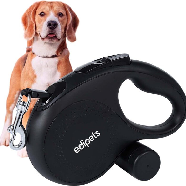 Edipets correa extensible con sistema de frenado negra para perros, , large image number null