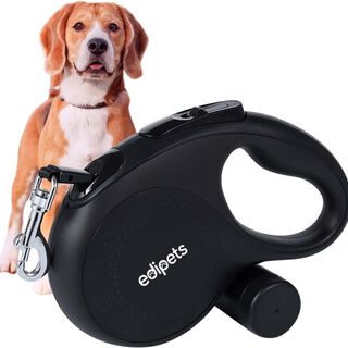 Edipets correa extensible con sistema de frenado negra para perros