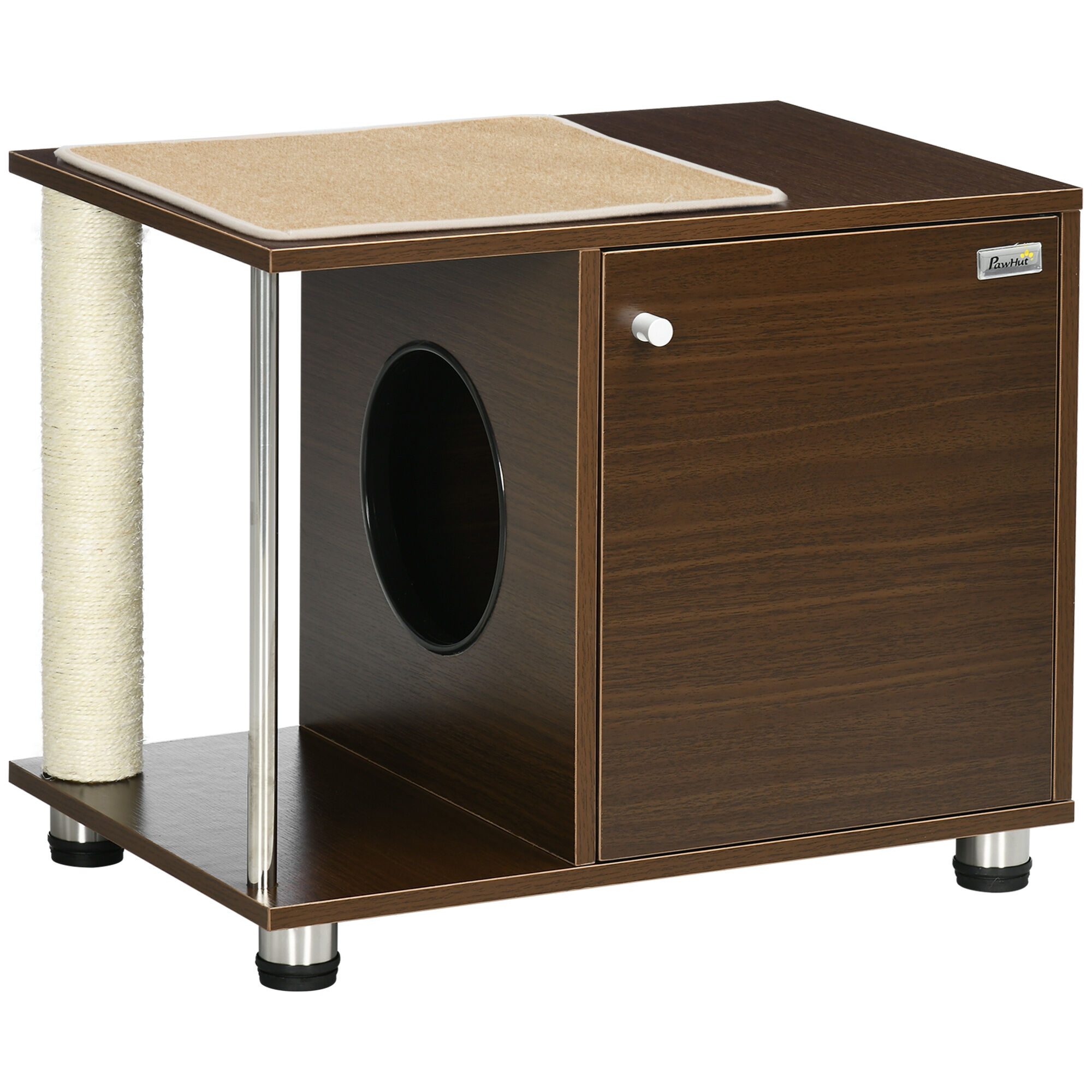 PawHut Mueble Arenero para Gatos Mesa Auxiliar con Coj&iacute;n, , large Imagen numero 1