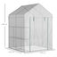 Outsunny Invernadero de Jardín 143x143x195 cm Vivero Casero de Acero con 4 Estantes Puerta y 2 Ventanas Enrollables para Cultivos Plantas Macetas Flores Patio Exterior Blanco, , large indicador imagen numero 3