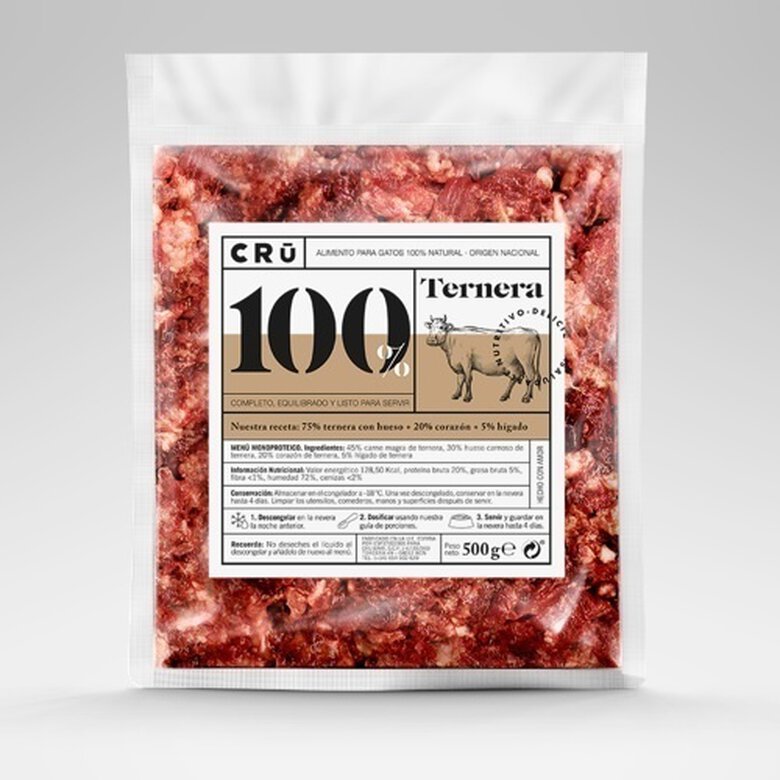 Carne de ternera dieta Cru Barf para gato, , large image number null