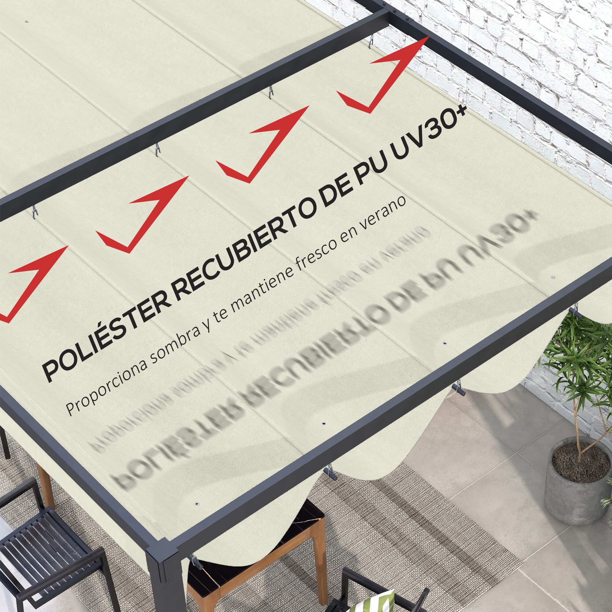 Outsunny Techo de P&eacute;rgola Crema, , large Imagen numero 4