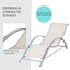 Outsunny 2 Tumbonas de Jardín 59x169x66 cm con Mesa de Café 41x41x45 cm de Vidrio Templado Reposabrazos para Patio Piscina Terraza Aire Libre Beige, , large indicador imagen numero 4