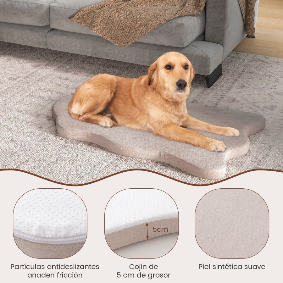 COSTWAY Cama Perros Grandes, Cama Ortop&eacute;dica para Perros con Soporte de Espuma Viscoel&aacute;stica, Colchoneta Impermeable para Perros con Funda Extra&iacute;ble, Colch&oacute;n Antideslizante para Perros (Beige), , large Imagen numero 4