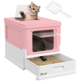 PawHut Arenero para Gatos Rosa y Blanco