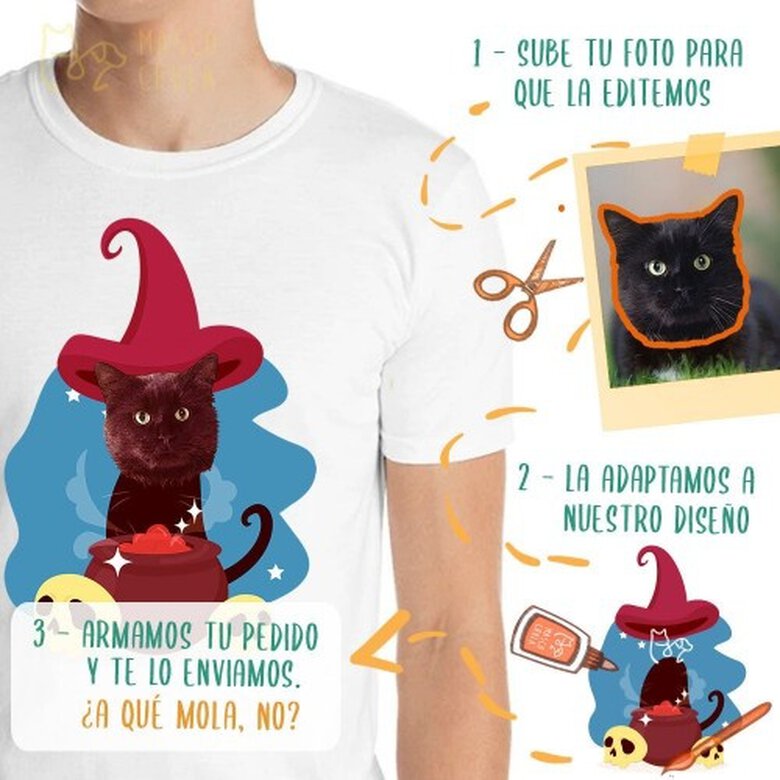 Mascochula camiseta hombre el brujo personalizado con tu mascota negro, , large image number null