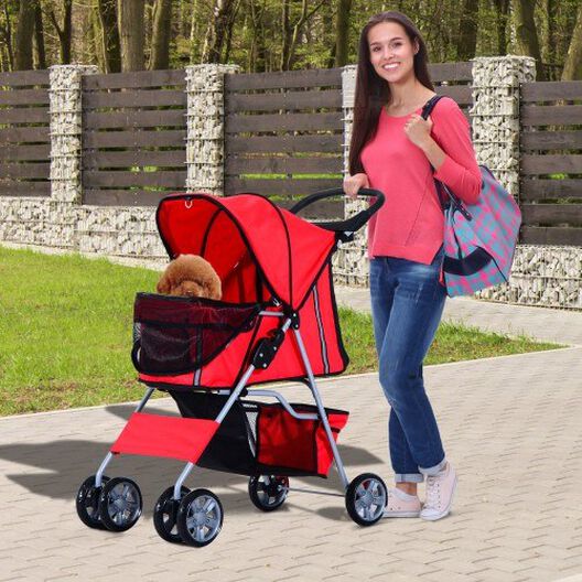 Cochecito plegable 360º PawHut para macotas color Rojo, , large image number null