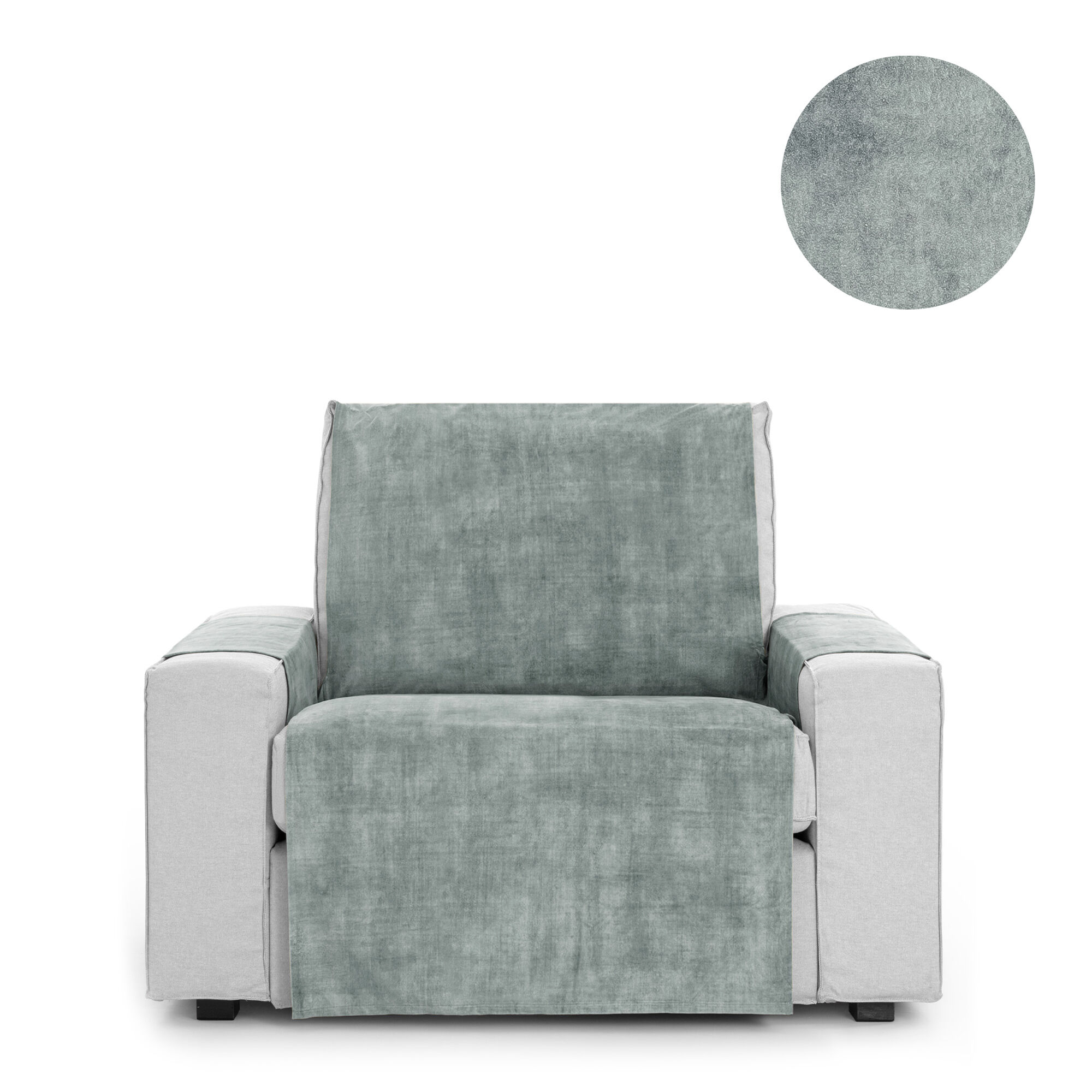 Cubre Sof&aacute; Protector Antimanchas acabado aterciopelado Gris 4 Plazas 190 cm (210-250 cm), , large Imagen numero 9
