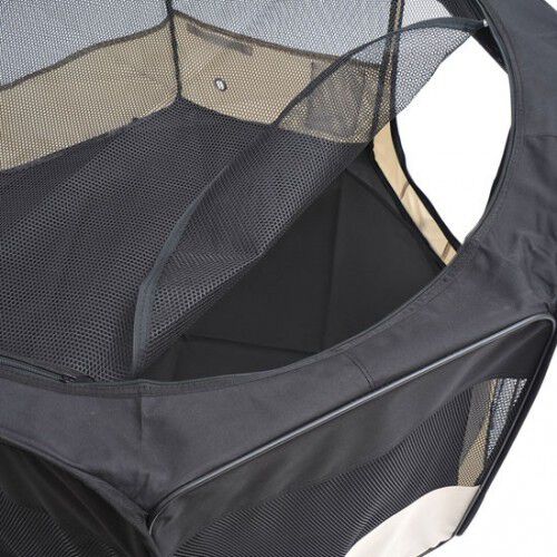 Pawhut parque plegable negro y beige para perros thumbnail