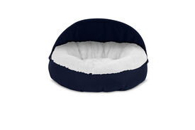 Gauty Cama Redonda Tela Impermeable y pelo azul y blanco para Perros y Gatos 