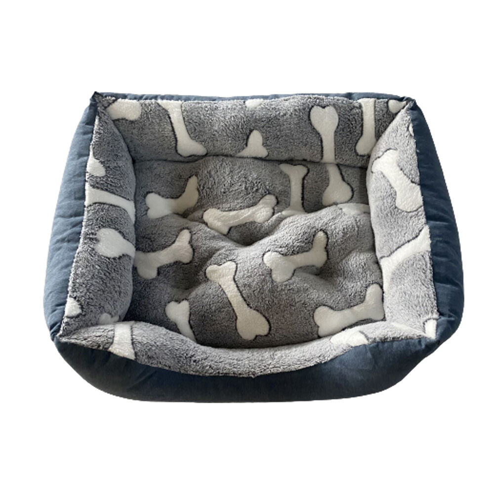 Cama de Mascota Modelo Rectangular con Felpa. Modelo Huesos, , large Imagen numero 3