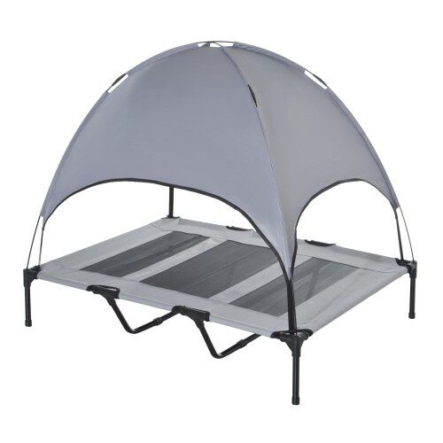 PawHut Cama de Verano Elevada con Toldo gris para perros, , large Imagen numero 1