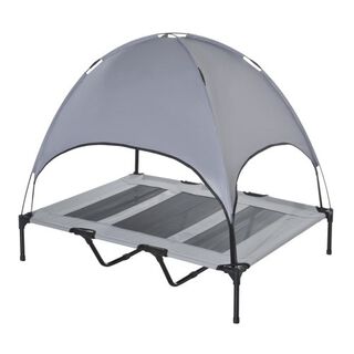 PawHut Cama de Verano Elevada con Toldo gris para perros