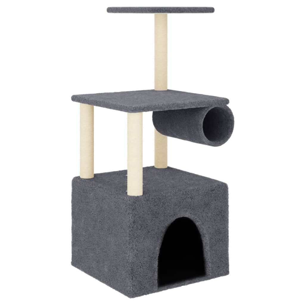 VidaXL Rascador con postes de sisal gris oscuro para gatos