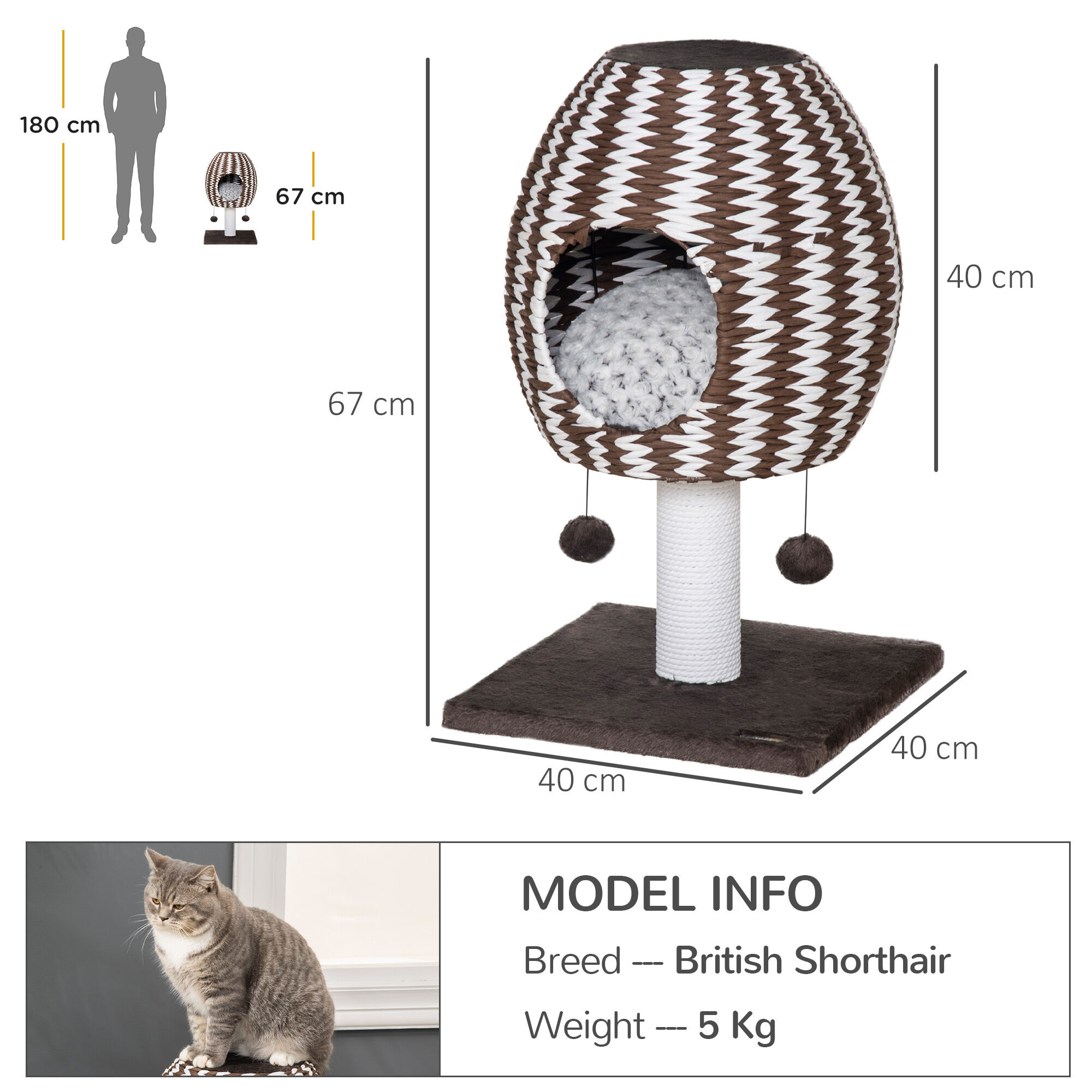 PawHut &Aacute;rbol Rascador para Gatos, , large Imagen numero 3