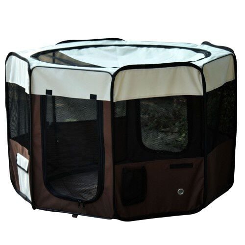 Parque de juego PawHut entrenamiento y dormitorio color Café Crema thumbnail