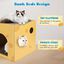 Nobleza Casa Gato con Rascador para Gatos de Cartón y Hierba Gatera, Cama para Gatos Litera, Cueva para Gatos de Cartón Plegable, Juguetes para Gatos Pequeños y Medianos, L35*W35*H35CM, Amarillo, , large indicador imagen numero 4