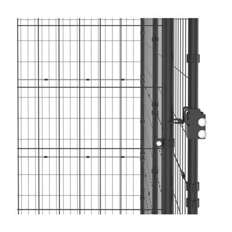 VidaXL Perrera de Acero 16,94 m² Negra thumbnail