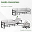 Outsunny Conjunto de Muebles de Jardín 3 Piezas de Aluminio Juego de Muebles con Mesa de Vidrio Sofá de 5 Plazas con Respaldo Ajustable y Cojines Extraíbles 212x70x64 cm Negro y Gris, , large indicador imagen numero 5