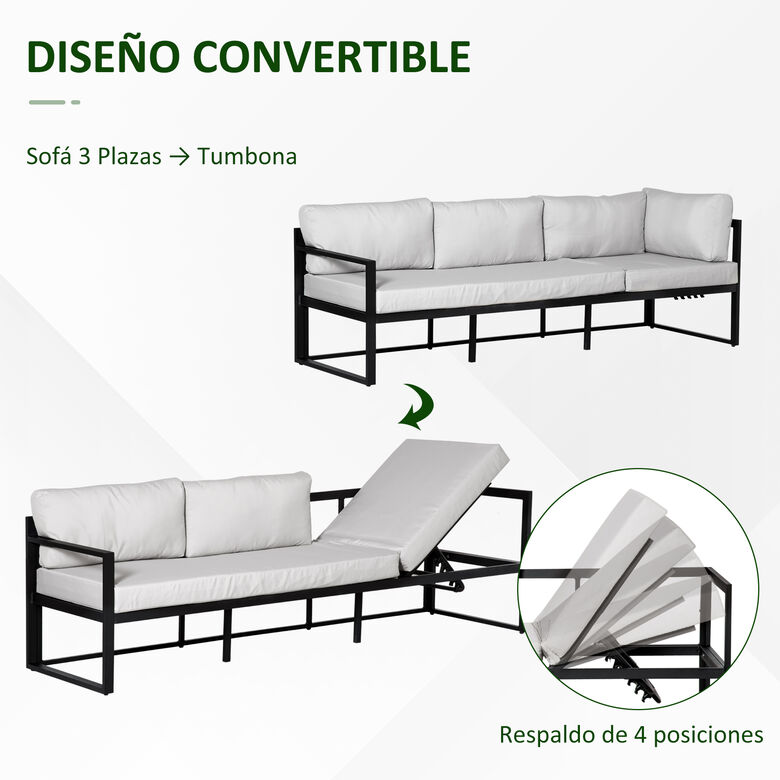 Outsunny Conjunto de Muebles negro y gris para jardin thumbnail