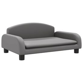 vidaXL Cama de cuero sintético gris para perros