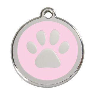 Red Dingo Placa identificativa Acero Inoxidable Esmalte Huella perro Rosa para perros