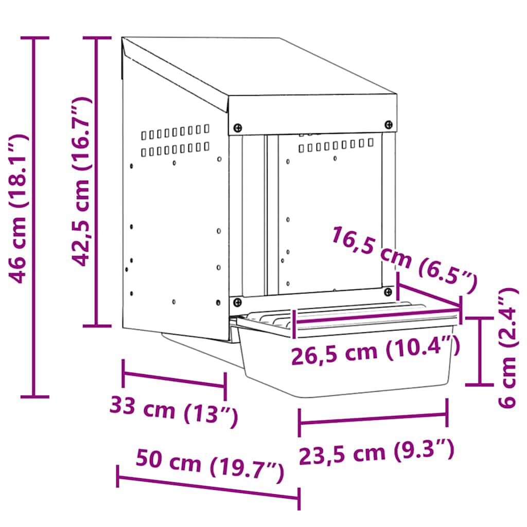 vidaXL Nido para gallinas de acero galvanizado para montar en la pared thumbnail