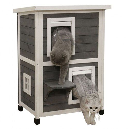 Kerbl casa de exterior gris y blanco para gatos, , large Imagen numero 4