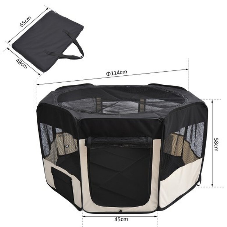 Pawhut parque plegable negro y beige para perros Tiendanimal