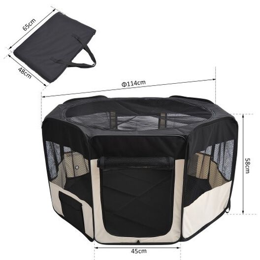 Pawhut parque plegable negro y beige para perros, , large image number null