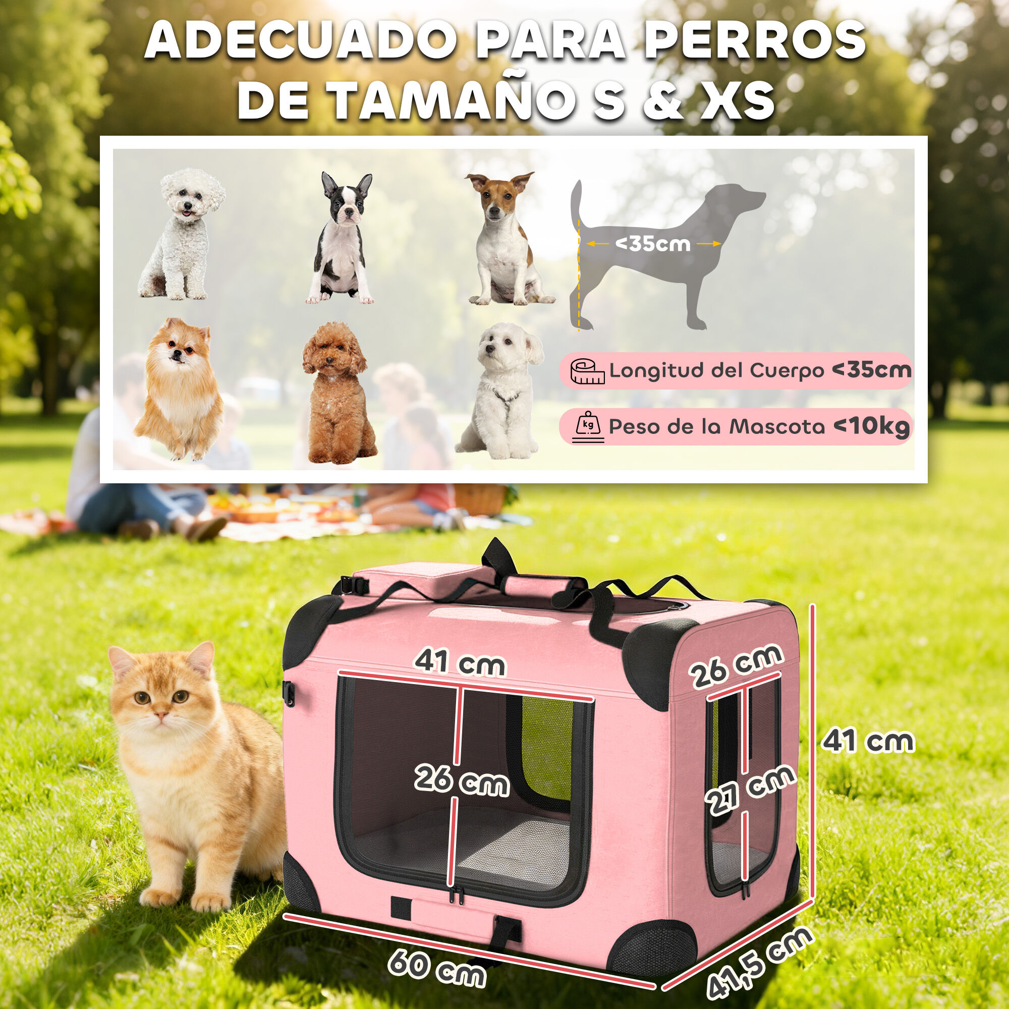 PawHut Transport&iacute;n para Mascotas Rosa, , large Imagen numero 3