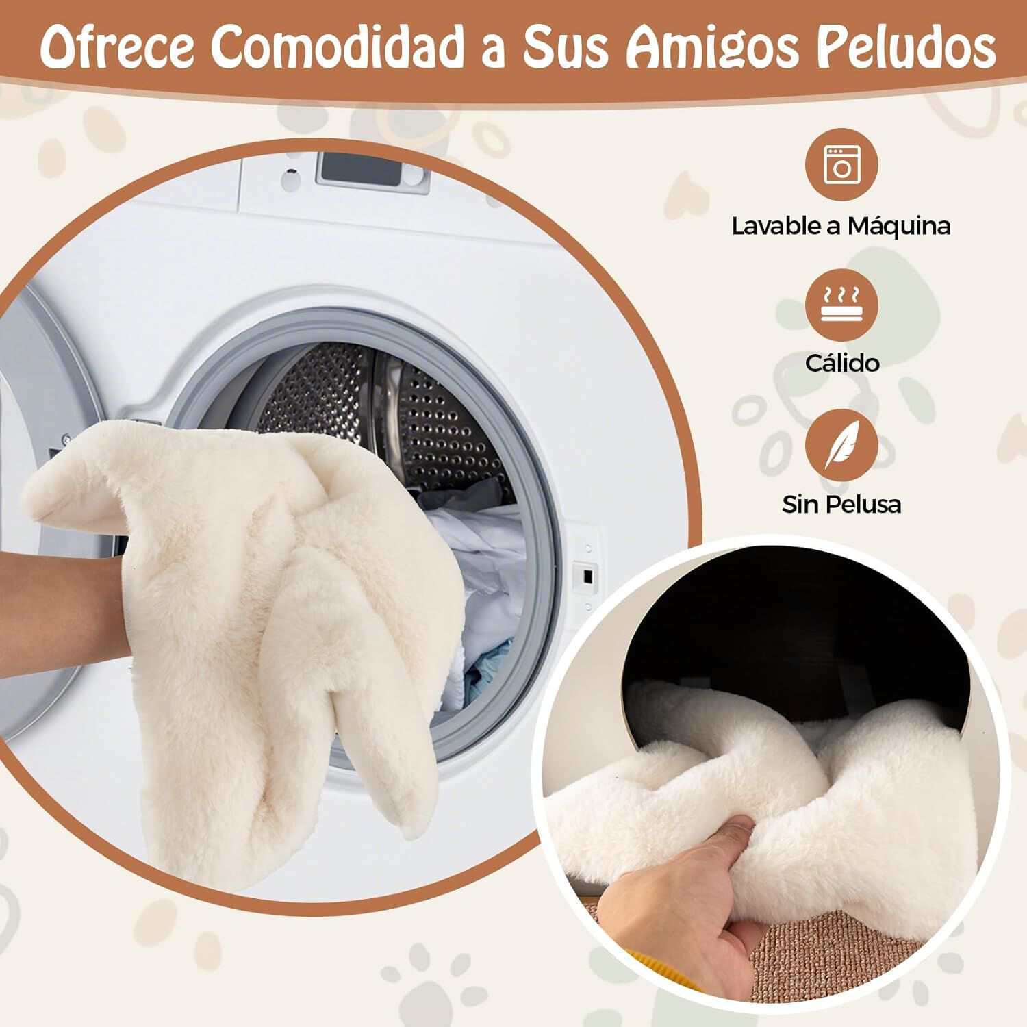 COSTWAY Mesa Auxiliar con Casa para Gatos, Tapete Rascador Extra&iacute;ble, Juguete de Bola Colgante, Dispositivo Antivuelco, para Sala, Dormitorio (Natural), , large Imagen numero 5