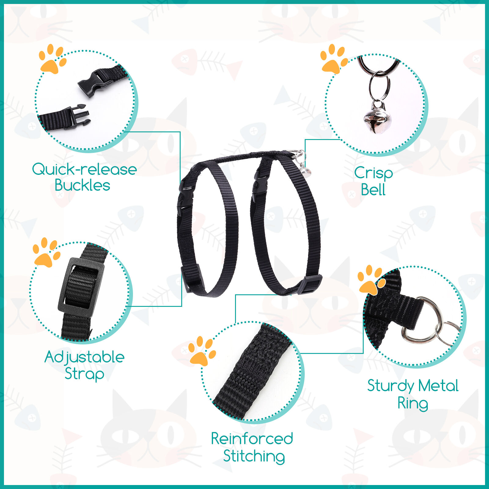 Nobleza Arn&eacute;s para Gatos con Correa, Ajustable Antiescape Seguridad Arn&eacute;s para Gatos y Cachorros, , large Imagen numero 2