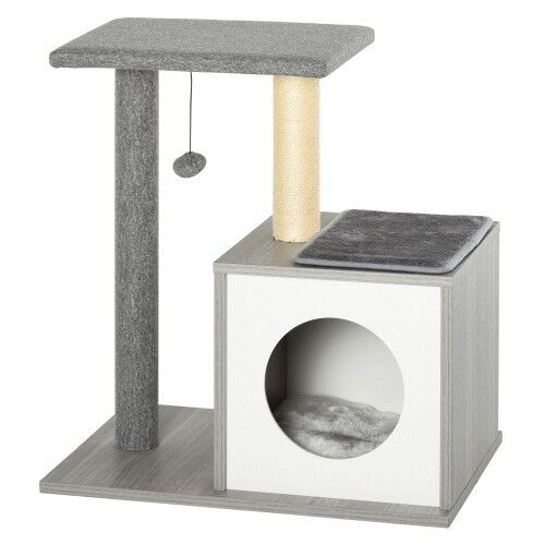 PawHut Rascador  de 3 niveles para gatos color Gris, , large Imagen numero 4