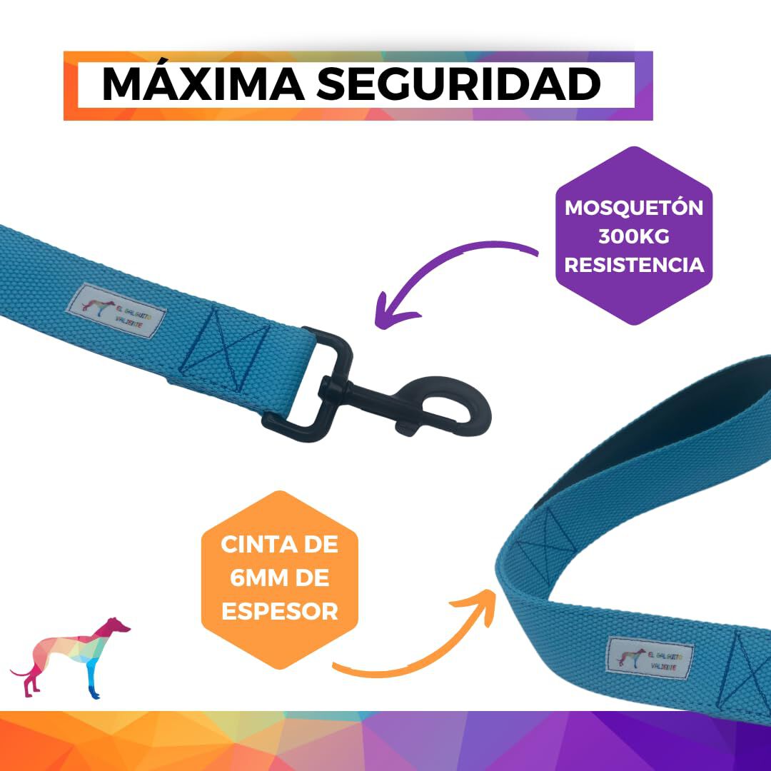 EGV - Correa corta perro 4cm ancho, asa neopreno y 50cm longitud. (Azul), , large Imagen numero 3