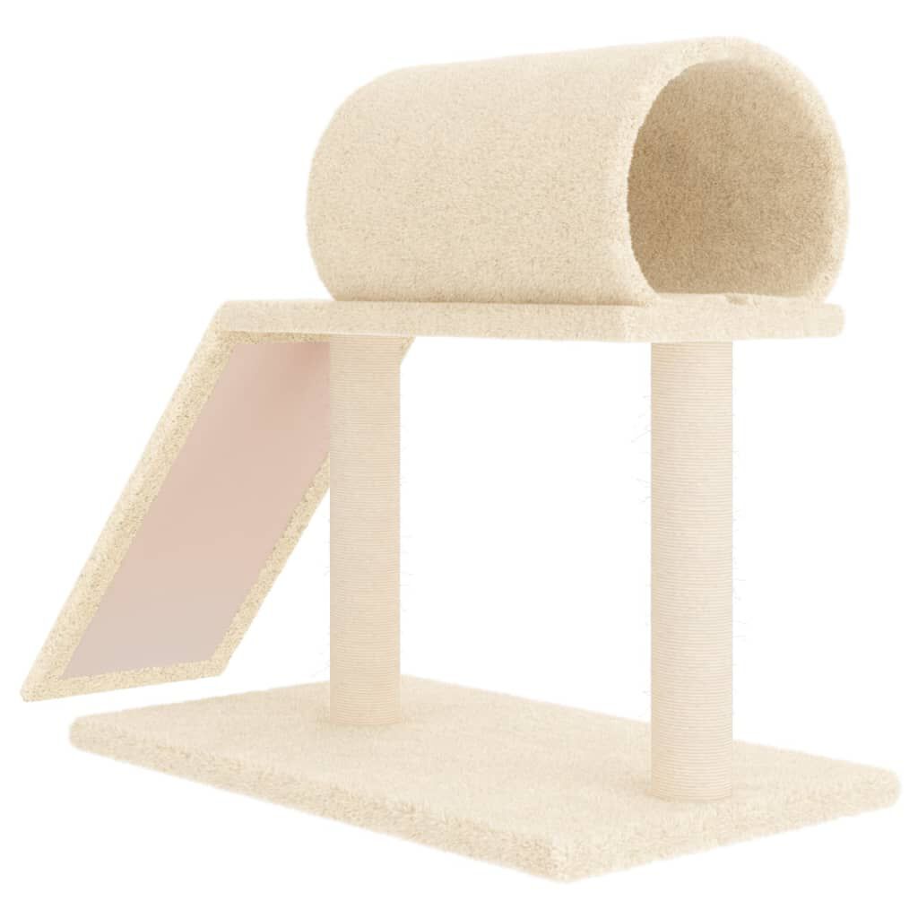 vidaXL Rascador para gatos con t&uacute;nel y escalera color crema 55,5 cm, , large Imagen numero 4