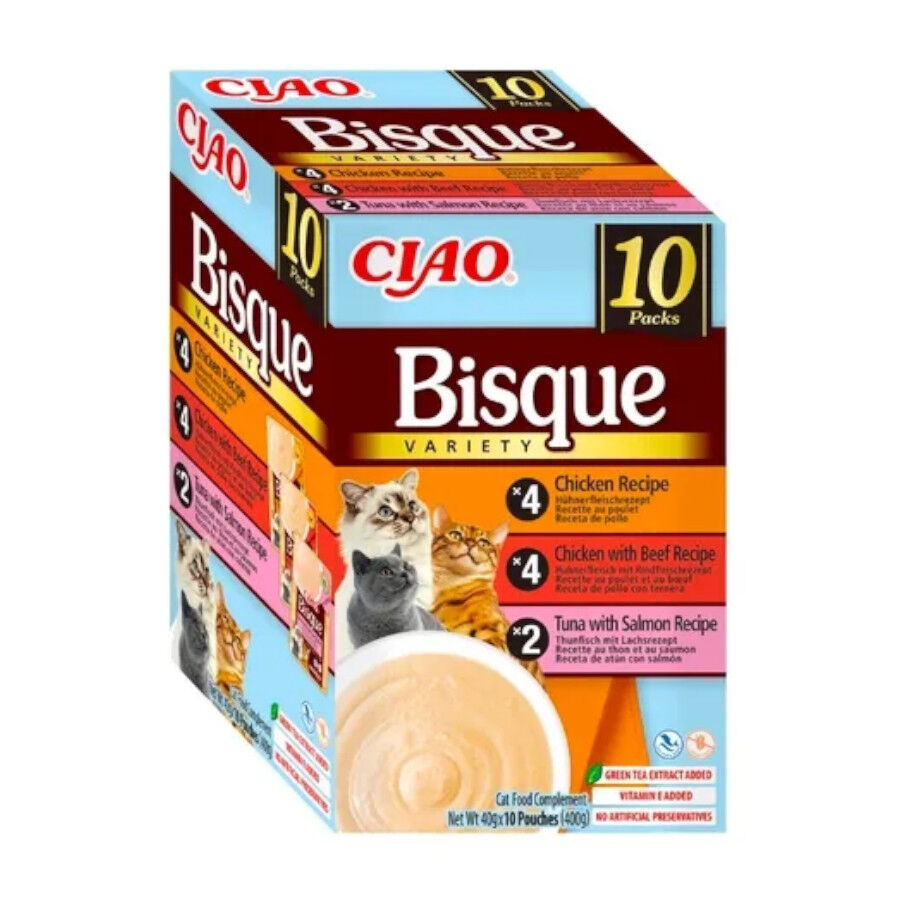 10 Sobres x 40 g Ciao Bisque Multipack Snack Cremoso para gatos, , large Imagen numero 1