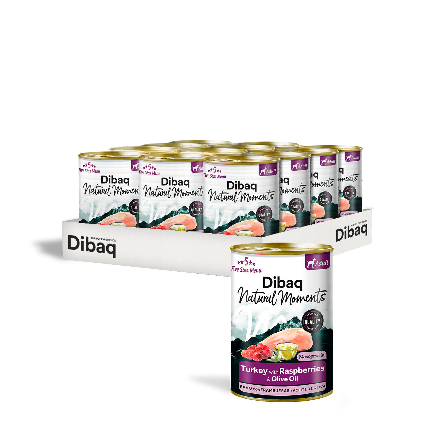 Dibaq Natural Moments Adulto Pavo con Frambuesa, 12 latas x 380gr, , large Imagen numero 3
