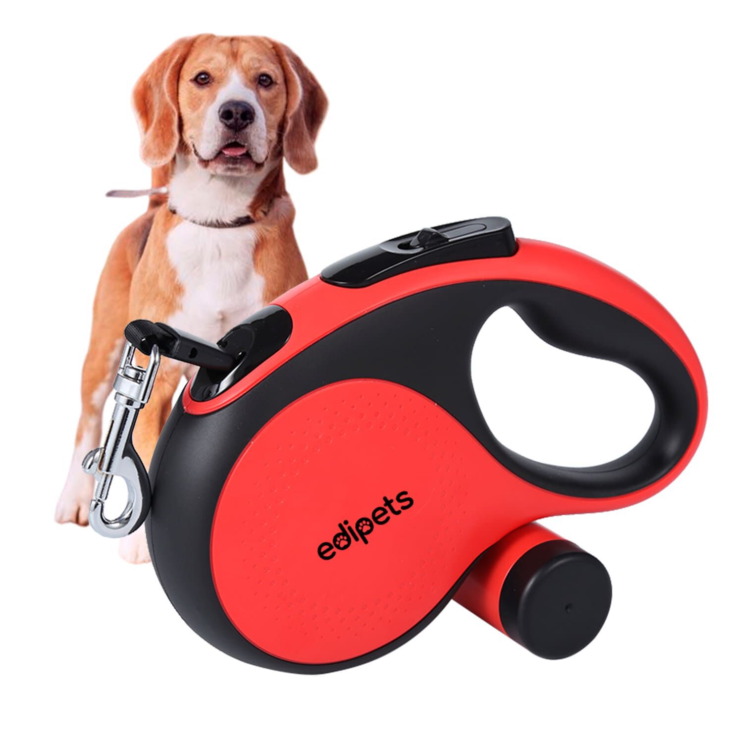 Edipets correa extensible con sistema de frenado rojo para perros, , large Imagen numero 1