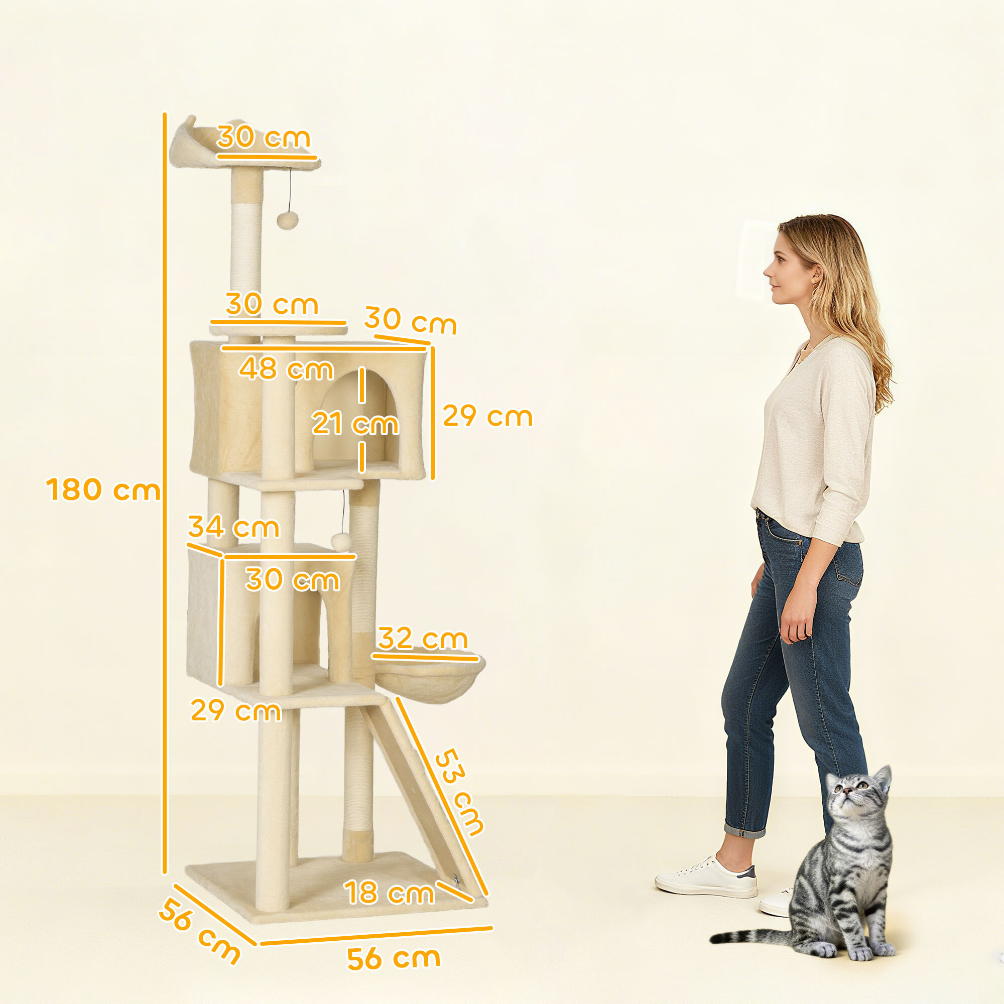 PawHut Árbol para Gatos Beige thumbnail