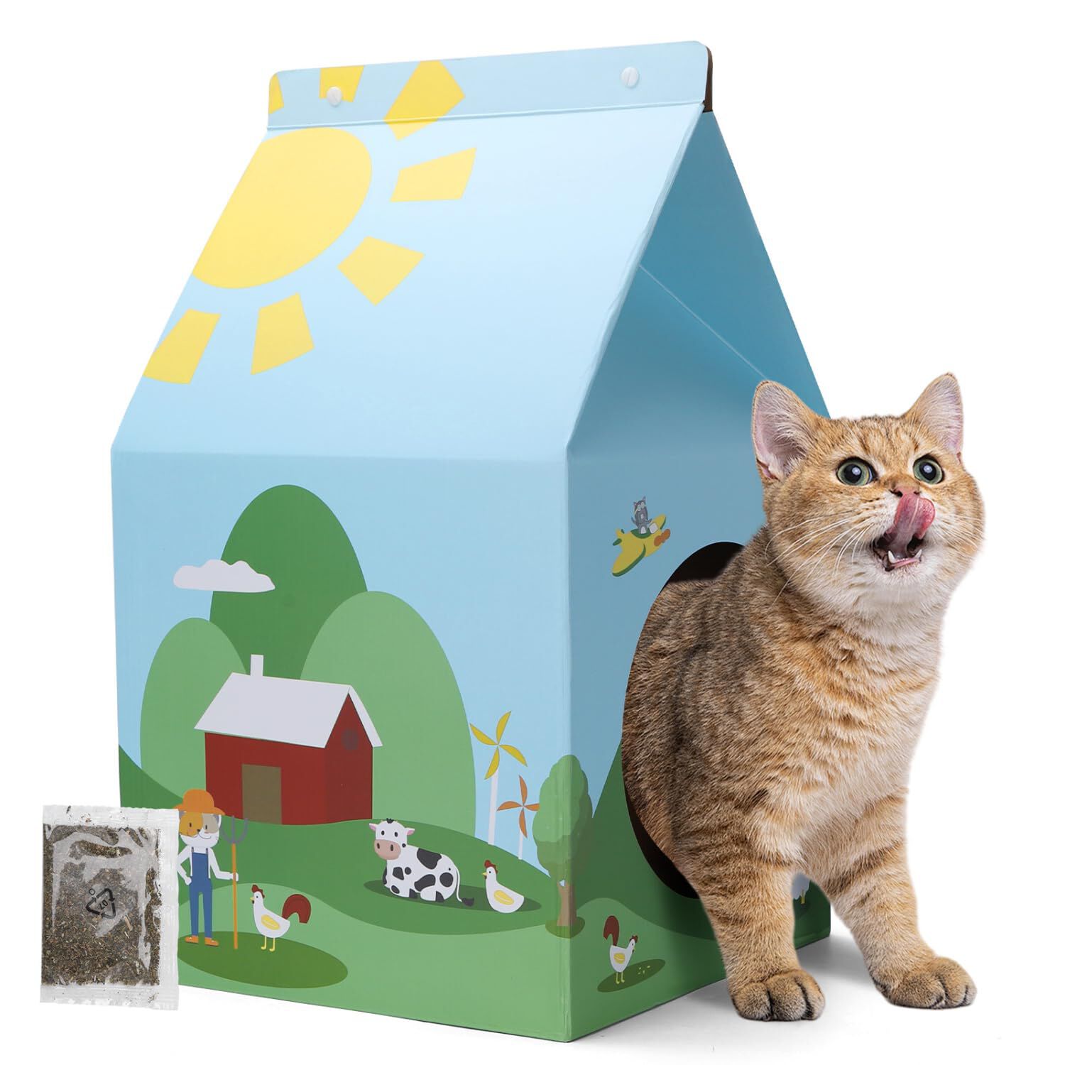 Nobleza Casa para Gatos Cartón con Rascador para Gatos thumbnail