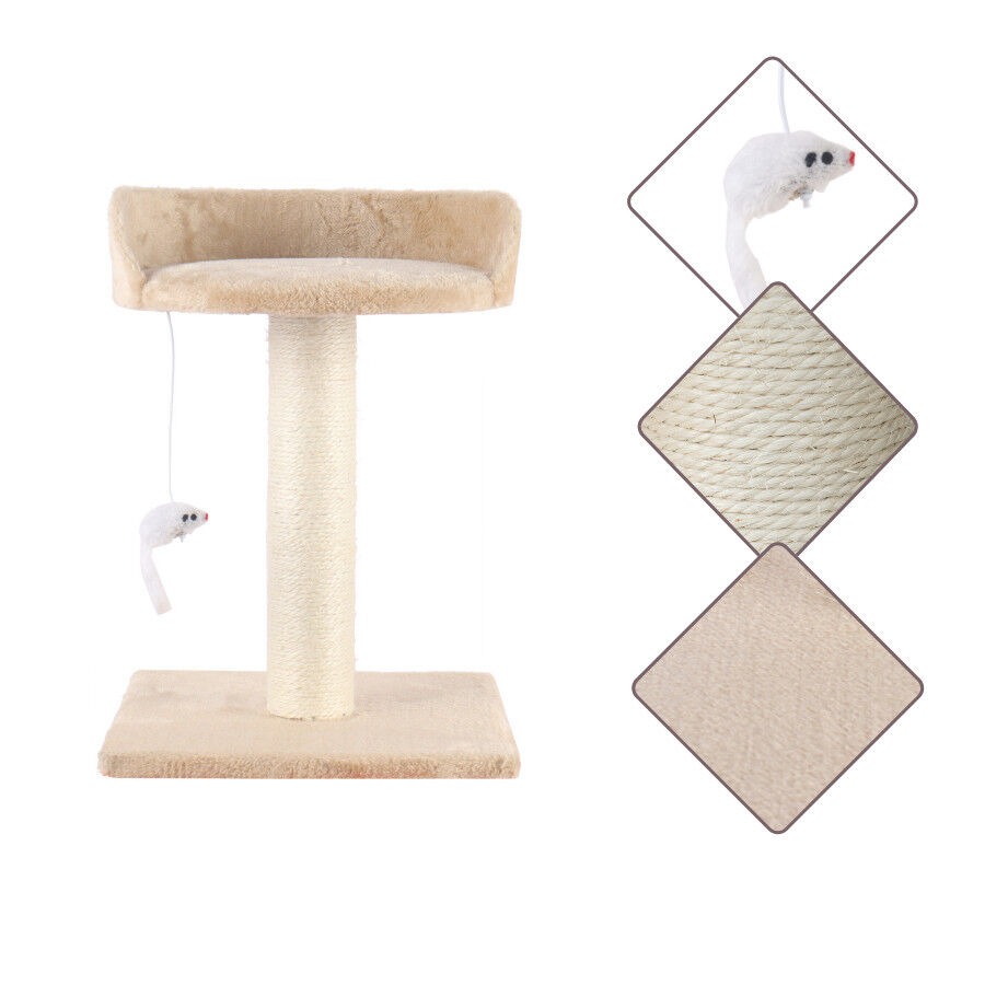 Leeby Tigrou rascador con cama y juguete beige para gatos, , large Imagen numero 6