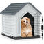 COSTWAY Caseta de Pl&aacute;stico para Perros, Refugio para Mascotas Impermeable con Puerta Met&aacute;lica con Cerradura, Techo Inclinado y Rejillas de Ventilaci&oacute;n, Caseta Perro para Interior y Exterior (Gris), , large indicador imagen numero 1