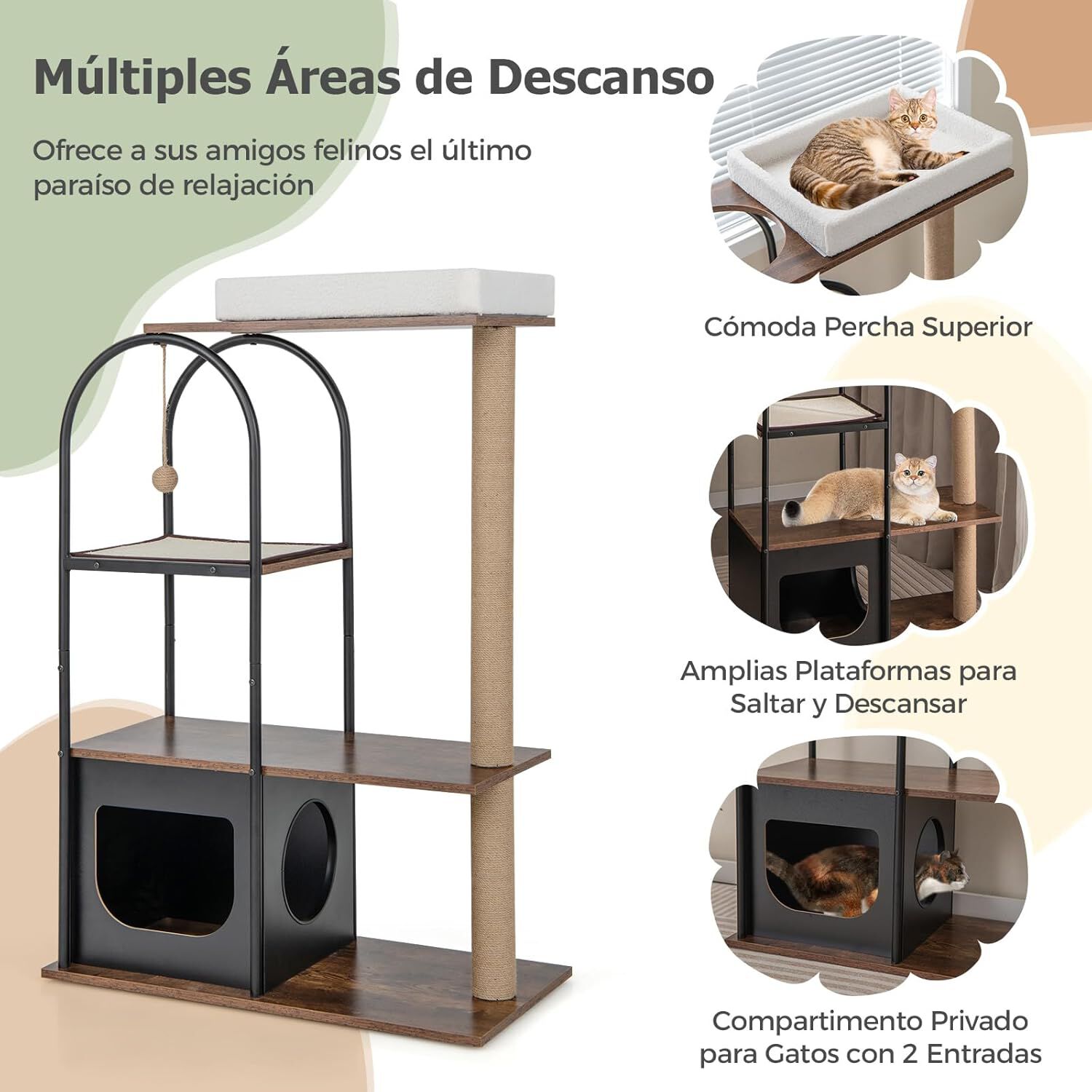 COSTWAY Poste rascador negro para gatos thumbnail