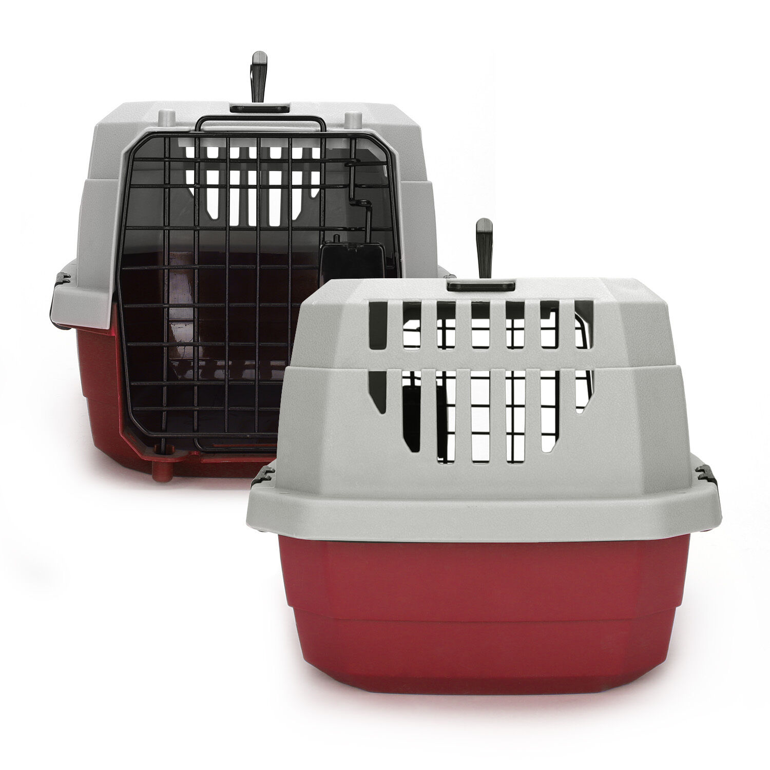 Nobleza Transportin de Plástico Rojo y Gris para perros y gatos thumbnail